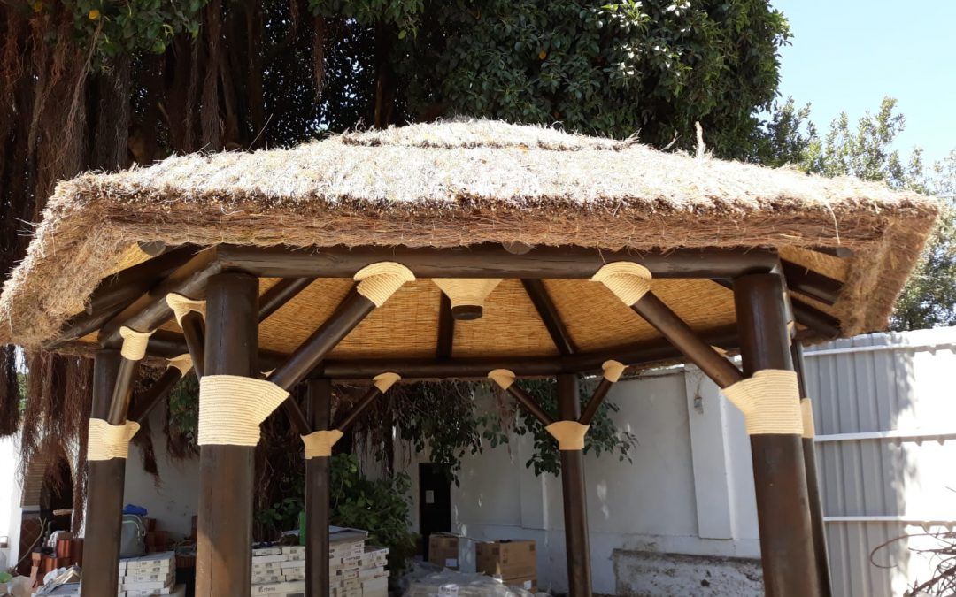 Pérgola a una agua y otra Hexagolanal en la Línea de la Concepción
